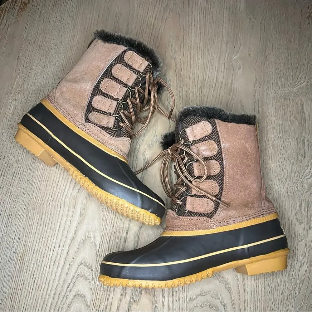 Arctic Plunge Rhonda Faux Fur Lined Suede Duck Boots Winter Waterproof Women’s 8